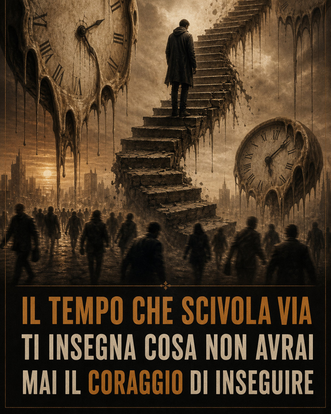 IL TEMPO CHE SCIVOLA VIA TI INSEGNA COSA NON AVRAI MAI IL CORAGGIO DI INSEGUIRE