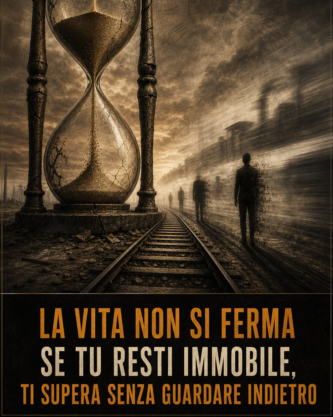 LA VITA NON SI FERMA SE TU RESTI IMMOBILE, TI SUPERA SENZA GUARDARE INDIETRO